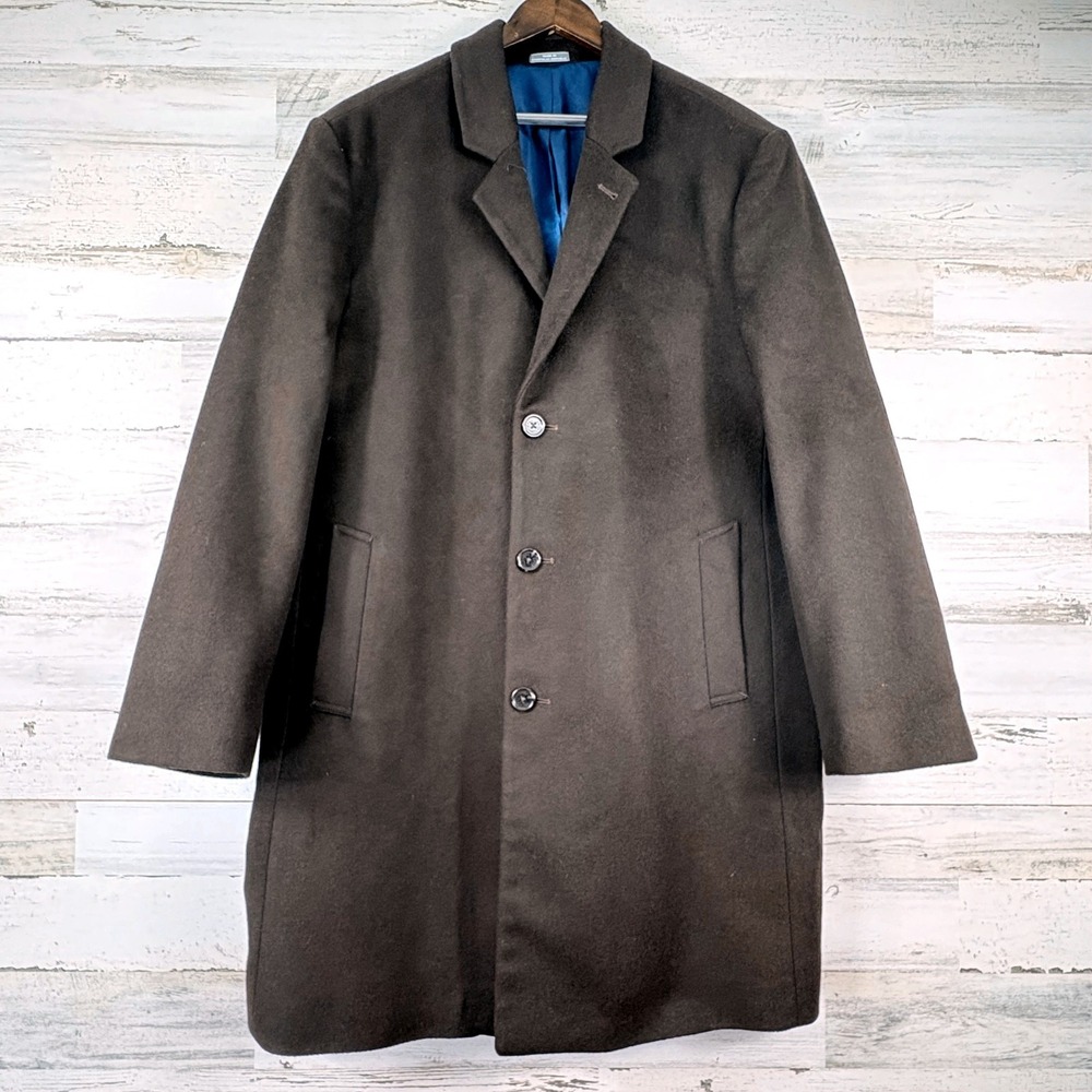 Michael Kors Madison Overcoat Mens 50R Brown Wool Cashmere Blend Old Money